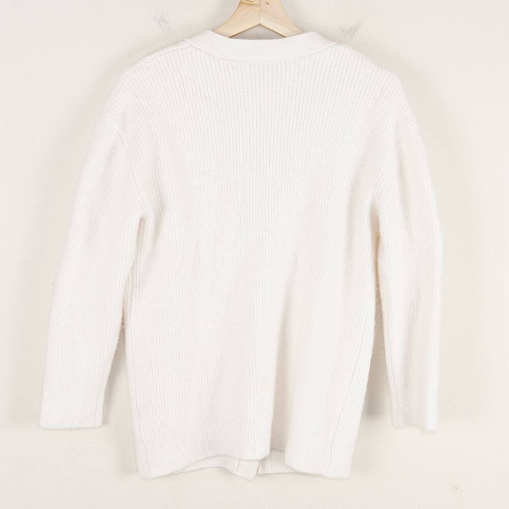 Quince 100% Mongolian Cashmere Boyfriend Cardigan Ivory Cream Sweater Sz S - Picture 2 of 10